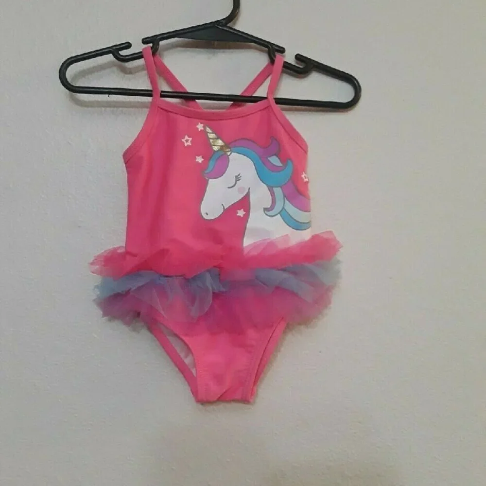 Pink Unicorn Swimsuit with Tulle Skirt